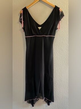 Byer California Black Slip Dress with Pink Trim